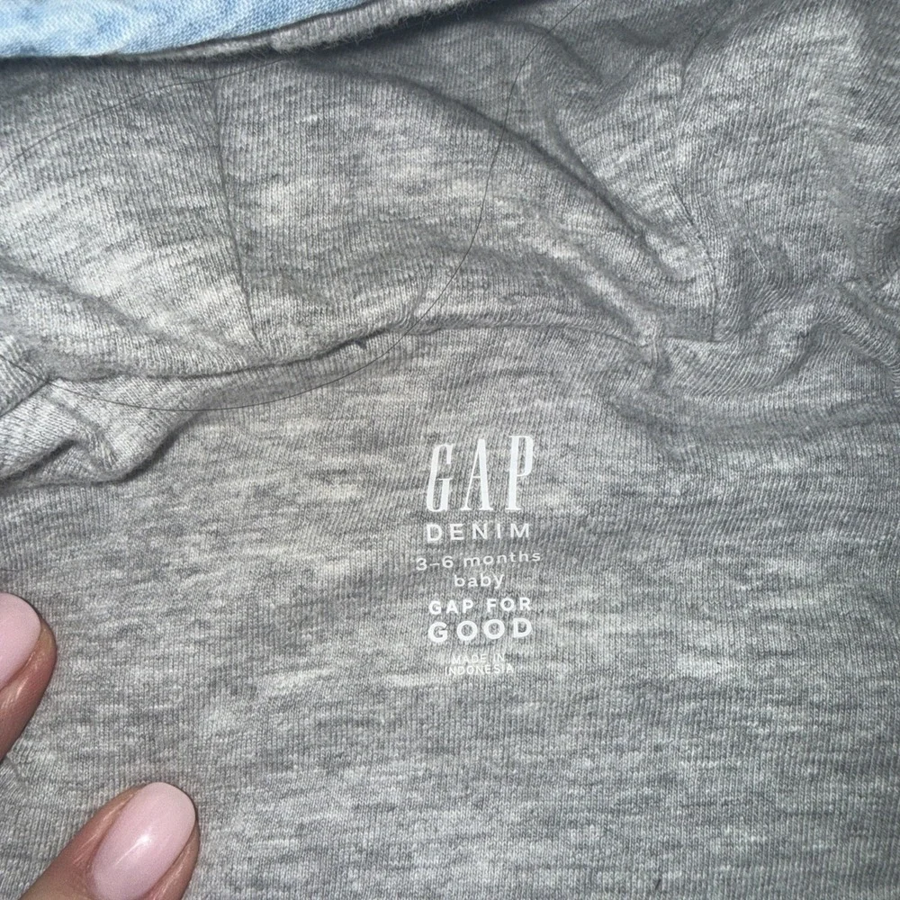 Baby Gap Qulited Chambray Bear Light Blue One-Piece Warm Winter Outfit 3-6 Month